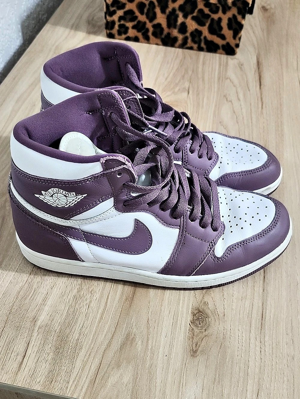 Nike Air Jordan 1 High-Top Sneakers in Purple & White